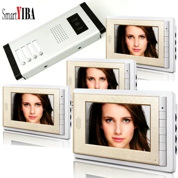 Видеодомофоны SmartYIBA для квартиры, 4 кнопки вызова, Система контроля доступа в здание, комплекты видеодомофонов для звонков в дверь