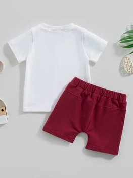 Комплект одежды для мальчика 4 июля - Футболка и шорты с рисунком американского флага - Летняя одежда для малышей ко Дню Независимости