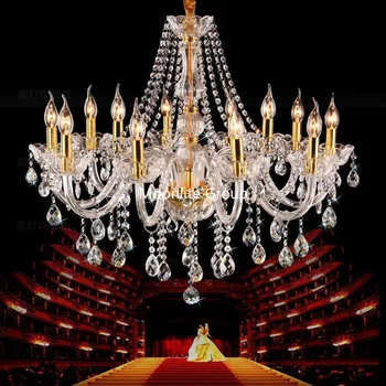 Золотая Хрустальная Люстра Роскошная Гостиная Спальня Подвесные светильники со свечами Столовая Креативная Европейская Хрустальная Люстра