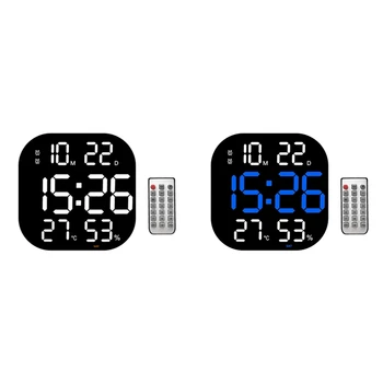 Большие светодиодные цифровые настенные часы с дистанционным управлением, Температура, Дата, Неделя, Дисплей с регулируемой яркостью, настольные Будильники