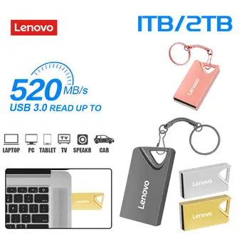 Lenovo 2TB USB Флэш-Накопители Mini Metal Реальной Емкости Memory Stick Черная Ручка-Накопитель Креативный Бизнес-Подарок Серебряный U-Диск Для Хранения