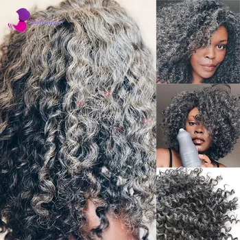 Парик в стиле афро-кудрявых волос цвета соли и перца, натуральные седые волосы с примесью серого и черного