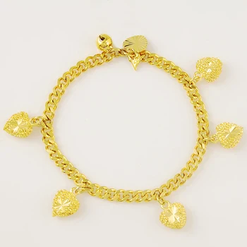 24-Каратное золото, 4 мм 8-дюймовая классическая цепочка с клубничным браслетом-подвеской для женщин или мужчин, подарок на свадьбу, помолвку
