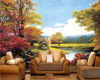 beibehang обои для стен 3 d Senior пейзажная живопись декоративная роспись обоев кленовый фон для гостиной диван телевизор