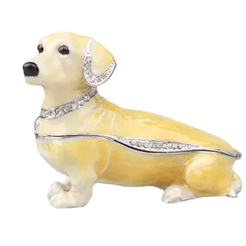 Металлическая шкатулка для ювелирных изделий Ji Sausage Dog, эмаль, поделки с бриллиантами, украшение для дома