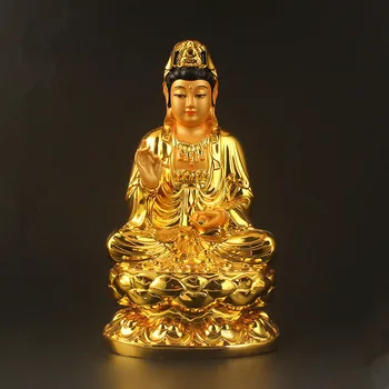 Маленькая Статуя Будды Гуаньинь Бодхисаттвы, Позолоченная Смола Благоприятно Сохраняет В Безопасности Статуэтки Для Украшения Дома