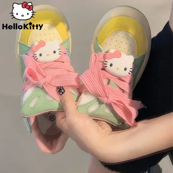 Sanrio Hello Kitty/ Обувь С Цветным блоком Y2k, Корейская Трендовая Обувь С Круглым Носком, Женские Универсальные Кроссовки, Студенческая Эстетическая Обувь