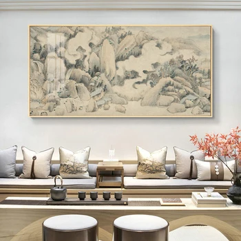 Пейзаж Гора Традиционный Китайский Стиль Печать Живопись Настенное Искусство Картина Плакат на Холсте для Гостиной Офиса Home Decor2
