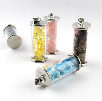 Красивая подвеска из натурального гравия Рейки Куарзос, энергетическая бутылочка, ожерелье с целебными кристаллами для подарков