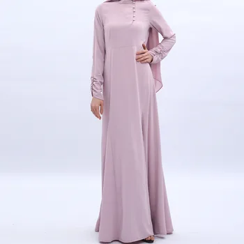 Абайя с жемчужными пуговицами для женщин Модное простое длинное платье Дубай с длинными рукавами Мусульманское платье Турция Исламская одежда Свободные однотонные абайи