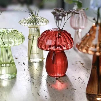 Креативная стеклянная ваза с грибами, растение для гидропонного террариума, художественное растение, гидропонная настольная ваза, стеклянные поделки, флакон для ароматерапии своими руками