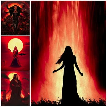 Кровавая Ведьма Винтажное Настенное Искусство Богиня Зла Плакат И Принт Женщина В Темном Лесу Печать На Холсте Украшение Дома Без Рамы