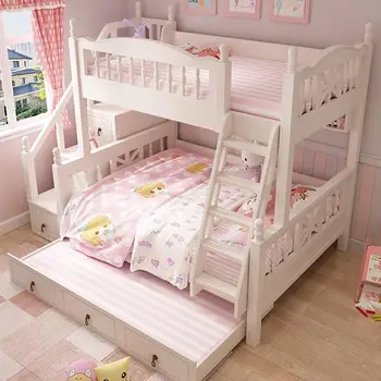 Современная двухъярусная детская кровать, художественное оформление, Креативные милые детские кровати, Мебель для спальни White Princess Girls Cama Infantil WZ