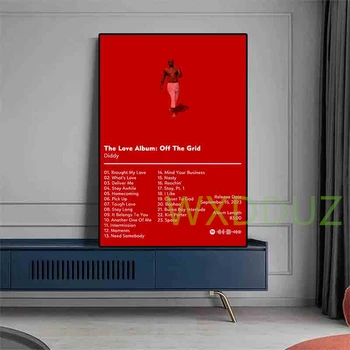 Обложка альбома Поп-рэп-музыки Diddy Poster Рэпер Хип-Хоп Рок Альбом Love Off The Grid Печать На Холсте Настенное Художественное Украшение комнаты