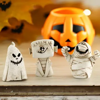 Жуткий декор из смолы на Хэллоуин, высококачественная привлекательная призрачная мумия, заводная девушка, свеча-тыква, реалистичное украшение для дома на Хэллоуин