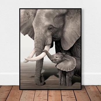 Африканский дикий слон, плакаты для матери и ребенка, печать на холсте, настенное изображение животных для гостиной, картина для домашнего декора.