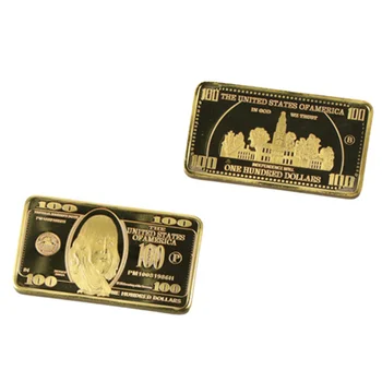1шт 100-долларовый слиток золота 24 каратного цвета Американская Металлическая Монета Золотые слитки монета USD