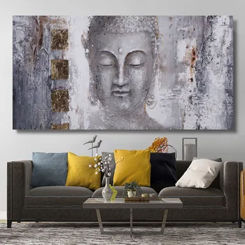 Плакат, холст, картина Будды, Настенная живопись, Современная художественная печать в гостиной, Декоративные буддийские картины большого размера