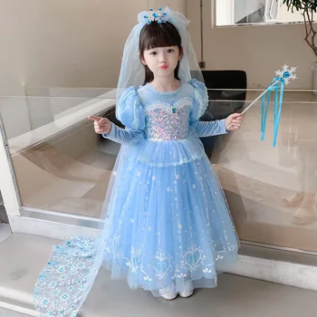 Платье принцессы Айши 2023, Весенне-осеннее платье для девочек, Платье Золушки, Детское платье Айши