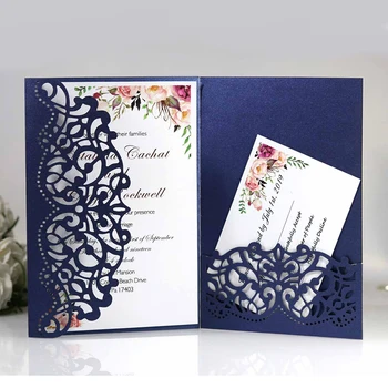 50 шт., вырезанные лазером пригласительные открытки на свадьбу, поздравительные открытки, персонализированные с помощью карточки RSVP для дня рождения, деловой вечеринки, свадебного декора.