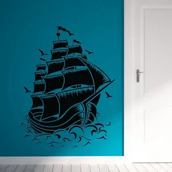 Наклейка на стену парусника Морские виниловые наклейки для винтажного домашнего декора
