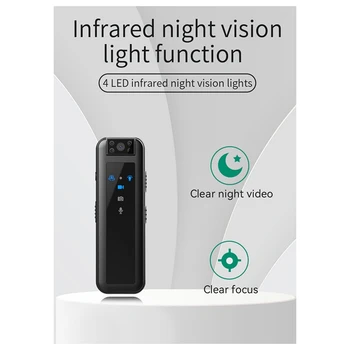 Камера ночного видения Mini DV с разрешением HD 1080P, Невидимая Спортивная камера для людей на открытом воздухе, Небольшой Регистратор для правоохранительных органов, прочный и простой в установке.
