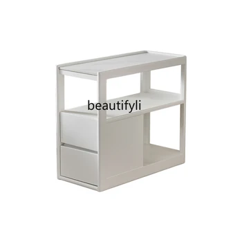 Белый диван-приставной столик во французском кремовом стиле с подвижной каменной плитой, боковой шкафчик для маленькой квартиры, приставной столик