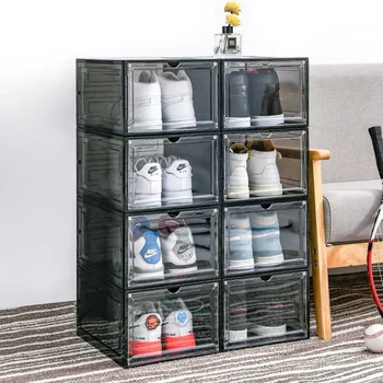 Комбинированная Обувная коробка из твердого пластика, Прозрачная Складная Коробка для хранения футбольной обуви, Штабелируемая Прозрачная Коробка для хранения, Высокое Качество