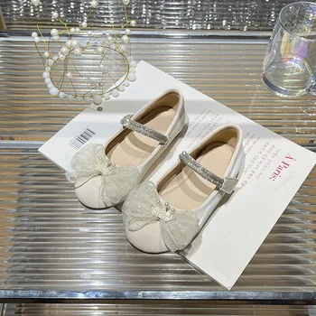 Элегантные туфли Принцессы для девочек, Новая Модная детская Кожаная обувь для танцевального представления, Осенняя детская обувь Мэри Джейн с бантом