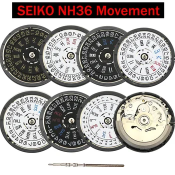 Механизм NH36 Япония Seiko NH36A Двойной календарь с заводной головкой 3 и 3,8 Полностью автоматический часовой механизм 4R36 Сменный