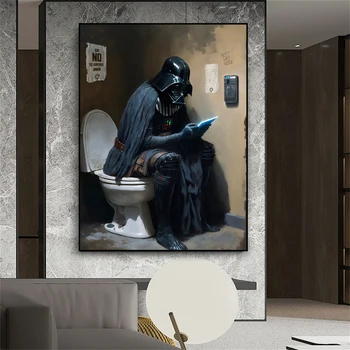 Забавный плакат Диснея, кинозвезда в ванной, интересный принт, туалет, картина маслом, холст, живопись, художественный декор ванной