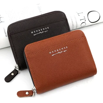Новый мужской кошелек, однотонная деловая короткая сумка на молнии, клатч, кошелек для монет, кошелек для писем для женщин