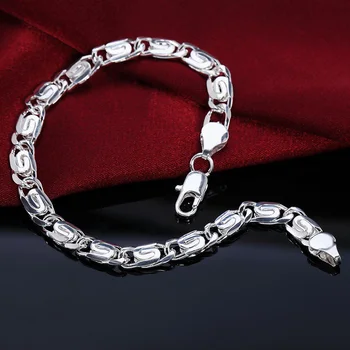 Модный Красивый браслет из цельного серебра 925 пробы для женщин, мужчин, Шарм-цепочка, Классический Свадебный подарок, Ювелирные изделия высокого качества Оптом