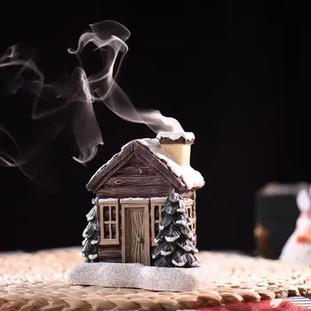 Сруб курильница деревенское Рождество дымоход курень курильница конус с 2 благовоний конусов коллекционные стол статуя