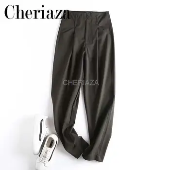 CHeriaza - новые повседневные брюки в европейском и американском стиле с высокой талией и плиссированными бутонами цветов на весну и лето