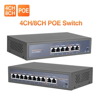 Сетевой POE-коммутатор Techage 4CH 8CH 52V для IP-камеры Ethernet, беспроводной точки доступа и Системы видеонаблюдения с частотой 10/100 Мбит /с IEEE 802.3 af