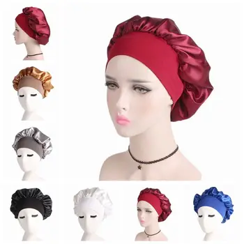 Мягкий головной убор-капор, женские модные эластичные повязки на голову, атласная шапочка с широкой лентой, шапочка для ночного сна, химиотерапия от выпадения волос