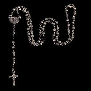 ожерелье из бусин из нержавеющей стали 4 мм, маленькое ожерелье из старинных золотых четок, женское ожерелье с крестом Иисуса.