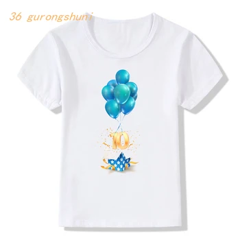 Футболка для девочек с воздушным шаром, одежда для девочек, футболка с героями мультфильмов 10-12 лет, топы для девочек с Днем рождения, детская одежда, футболки для мальчиков, детские футболки