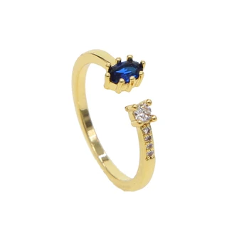 Простые синие кольца cz для женщин подарок девушке с открытой регулировкой размера, минимальный нежный CZ, высококачественные дешевые ювелирные изделия-кольца