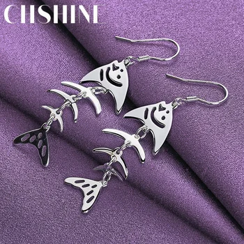 CHSHINE, Серьги Со Скелетом Рыбы из Стерлингового Серебра 925 Пробы Для женщин, Модные Очаровательные ювелирные изделия