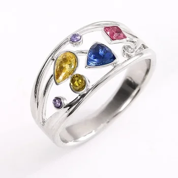 Многоцветное Женское кольцо С Разноцветным Цирконием