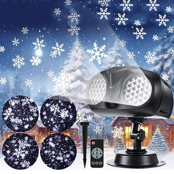 Проектор рождественских снежных огней 2024 года обновления Бинокулярная светодиодная проекционная лампа с динамическими снежинками с пультом дистанционного управления для рождественского праздничного декора
