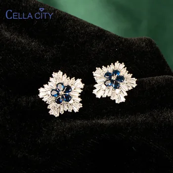 Серьги-гвоздики Cellacity Snowflake Для женщин, ювелирные изделия из серебра 925 пробы, женские серьги-гвоздики S925, Изысканные ювелирные украшения для свадебной вечеринки, Оптовый подарок
