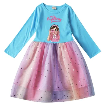 Одежда Mis Pastelitos, детское платье принцессы с длинным рукавом для девочек, сетчатое платье с пайетками, детские платья для дня рождения, свадьбы, вечеринки