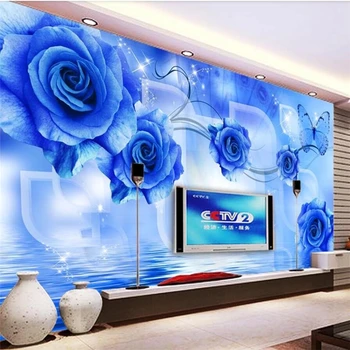 Индивидуальные большие фрески модное украшение дома голубая чародейка отражение розы 3D ТВ фоновые обои papel de parede