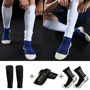 1 комплект высокоэластичных футбольных леггинсов для взрослых и молодежи, спортивные леггинсы, защитное снаряжение для активного отдыха, нескользящие футбольные носки
