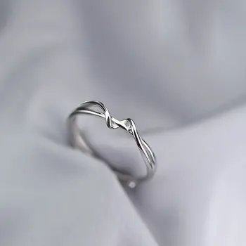 Кольцо TOYOOSKY из стерлингового серебра 100% S925 Пробы, женская Корейская версия, персонализированное кольцо с волнистой оберткой, двухслойное кольцо в студенческом стиле