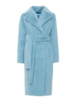 Зимние пальто с имитацией кроличьего меха, женские модные элегантные однобортные толстые теплые куртки 2023 года с высокой регулируемой талией
