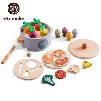 Деревянная игрушка Монтессори, имитирующая кухню, Игрушки для приготовления пищи для детей, модель овощей, детские развивающие игрушки, Рождественские подарки